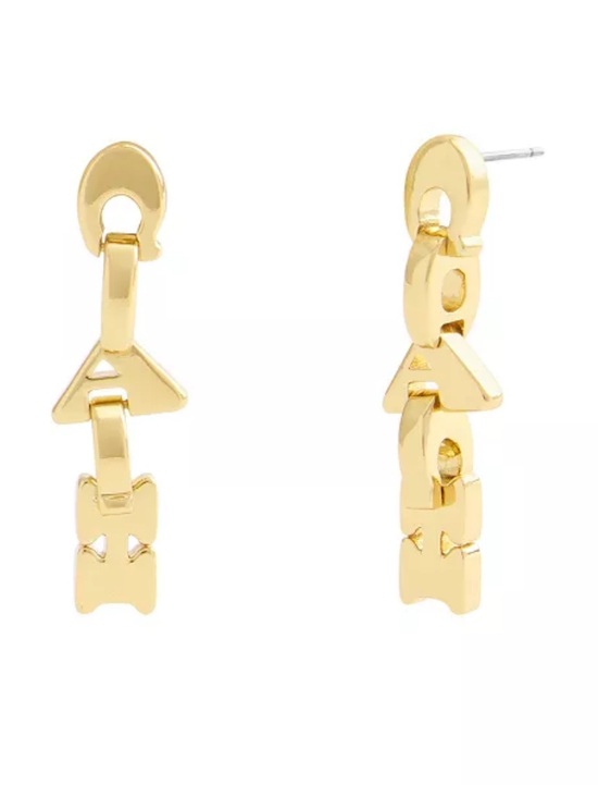 Coach Jewelry - Coach Gold Jumbled Signature Logo Link Linear Earrings